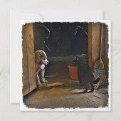 Puppy en kat Notecard. Notitiekaartje (Voorkant)