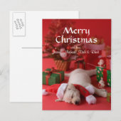 Puppy en Kerstmis 2 van het golden retriever Feestdagenkaart (Voorkant / Achterkant)