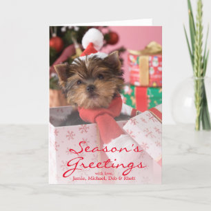 Puppy en Kerstmis 2 van Yorkshire Terrier Feestdagen Kaart