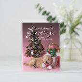 Puppy en Kerstmis 3 van het golden retriever Feestdagenkaart (Staand voorkant)