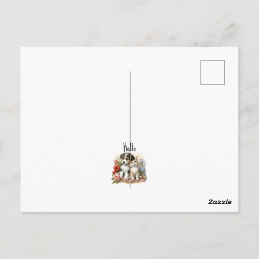 Puppy en kitten Baby eerste verjaardag gepersonali Briefkaart (Achterkant)