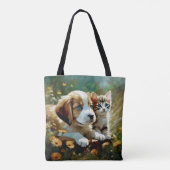 Puppy en kitten Canvas tas (Achterkant)