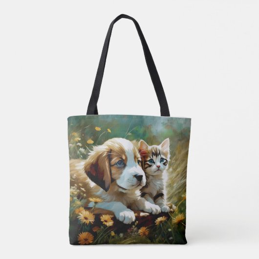 Puppy en kitten Canvas tas (Achterkant)