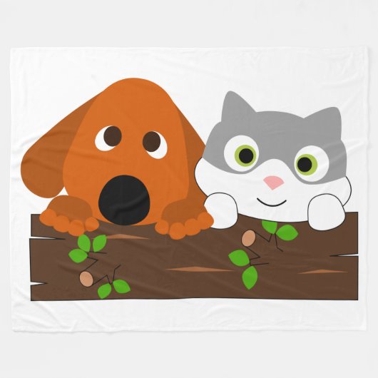 Puppy en Kitten Fleece Deken (Voorkant (Horizontaal))