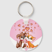Puppy en Kitten Hearts Sleutelhanger (Voorkant)
