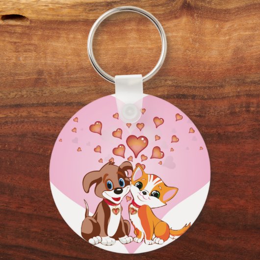 Puppy en Kitten Hearts Sleutelhanger (Voorkant)