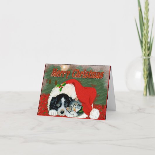 Puppy en Kitten Kaart voor kerstkeuken (Voorkant)
