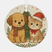 Puppy en kitten kerstsfeer glas ornament (Achterkant)