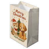 Puppy en kitten kerstsfeer medium cadeauzakje (Achterkant Gekanteld)