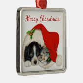 Puppy- en Kitten-kerstversiering Metalen Ornament (Rechts)
