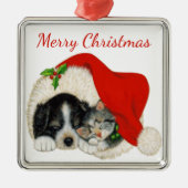 Puppy- en Kitten-kerstversiering Metalen Ornament (Voorkant)