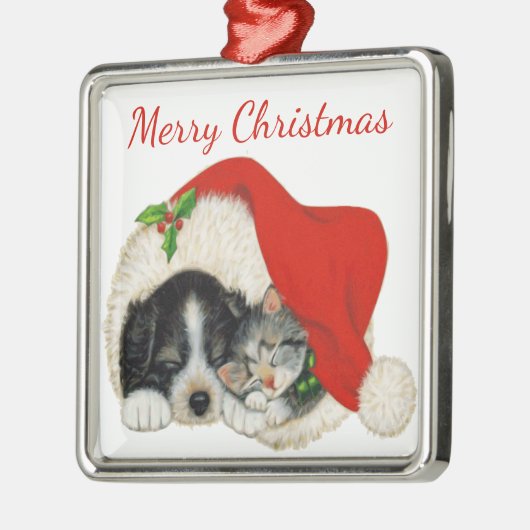 Puppy- en Kitten-kerstversiering Metalen Ornament (Links)