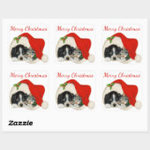 Puppy en Kitten Merry-kerstaker Vierkante Sticker (Vel)