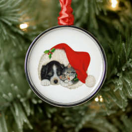 Puppy en Kitten Premium Round Ornament
