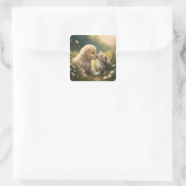 Puppy en Kitten Vierkante Sticker (Tas)