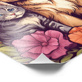 Puppy en kitten, vlinder en bloem spel foto afdruk (Hoek)