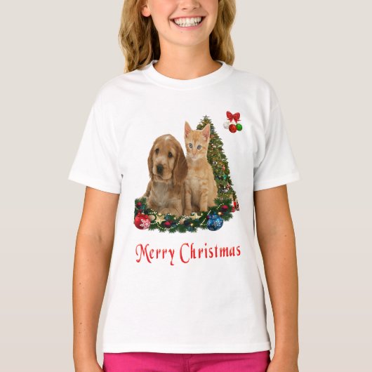Puppy en Kittens Kerstmis T-shirt (Voorkant)