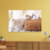 Puppy en konijn canvas afdruk (Insitu (Woonkamer))