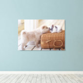 Puppy en konijn canvas afdruk (Insitu (Houten vloer))