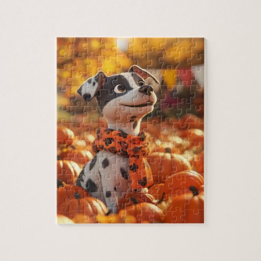 Puppy en pompoenen Puzzel (Verticaal)