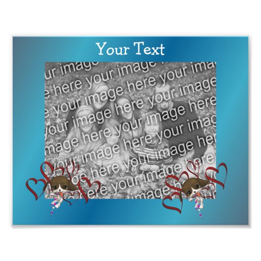 Puppy en rood hart Sjabloon Lijst Foto Afdruk (Voorkant)