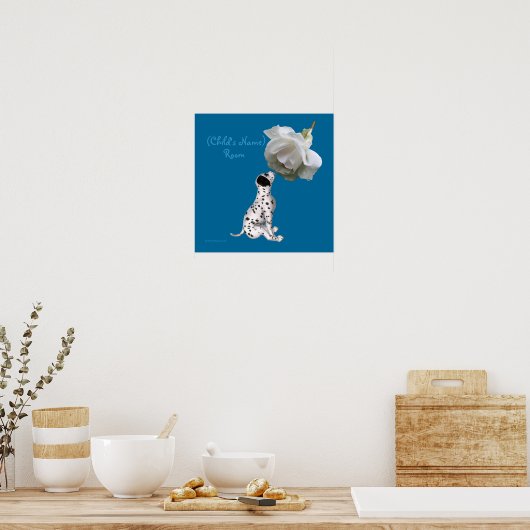 Puppy en Roos Kinder Zaal Gepersonaliseerd Poster (Keuken)