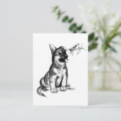 Puppy en sprinkhaan briefkaart (Staand voorkant)