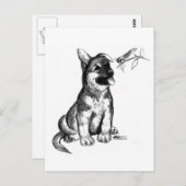 Puppy en sprinkhaan briefkaart (Voorkant / Achterkant)