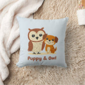 Puppy en uil | Leuke dierenvrienden Decor voor kin Kussen (Deken)