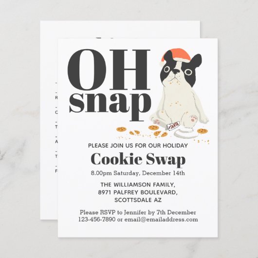 Puppy en uitnodiging van de Koekjeswisselaar van d (Voorkant / Achterkant)