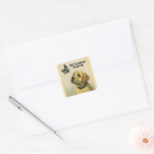 Puppy En Vlinder Vierkante Sticker (Envelop)