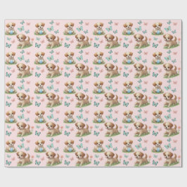 Puppy- en Vlinderpatroon Baby Bijter Cadeaupapier