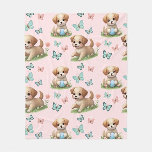 Puppy- en Vlinderpatroon Deken (Voorkant)