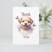 Puppy en vlinders bedankkaart