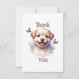 Puppy en vlinders bedankkaart