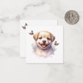 Puppy en vlinders notitiekaartje (Voorkant / Achterkant in situ)
