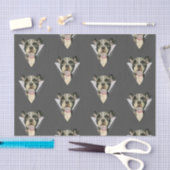 "Puppy Eyes" Pit Bull Dog Waterverf Schilderen 2 Tissuepapier (Craft)