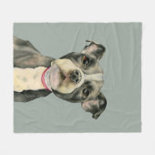 "Puppy Eyes" Pit Bull Dog Waterverf Schilderij Fleece Deken (Voorkant (Horizontaal))