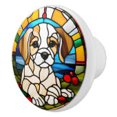 Puppy Faux-Glas in lood Keramische Knop (Rechts)