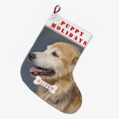 Puppy feestdagen hondje rode kerstfoto grote kerstsok (Voorkant (Hangend))