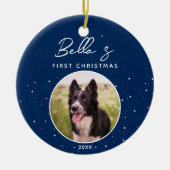 Puppy First Kerstborder Collie Dog Foto Keramisch Ornament (Voorkant)