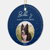 Puppy First Kerstborder Collie Dog Foto Keramisch Ornament (Links)