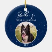 Puppy First Kerstborder Collie Dog Foto Keramisch Ornament (Achterkant)