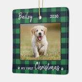 Puppy First KerstGreen Pset foto Keramisch Ornament (Links)