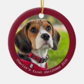 Puppy First Kerstmis - Persoonlijke foto van Pet D Keramisch Ornament (Voorkant)