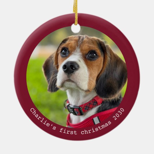 Puppy First Kerstmis - Persoonlijke foto van Pet D Keramisch Ornament (Achterkant)