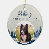 Puppy First KerstWinter Forest Dog Foto Keramisch Ornament (Links)