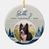 Puppy First KerstWinter Forest Dog Foto Keramisch Ornament (Achterkant)