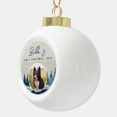 Puppy First KerstWinter Forest Dog Foto Keramische Bal Ornament (Rechts)