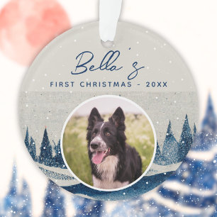 Puppy First KerstWinter Forest Dog Foto Ornament